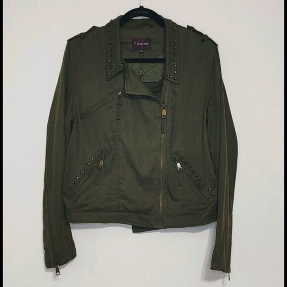 New Vigoss Green Studded Jacket size XL - Picture 1 of 4